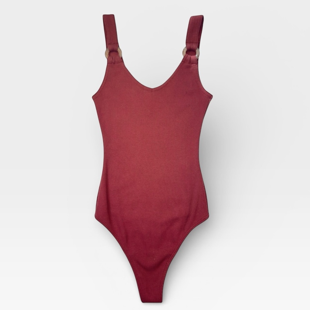 Abercrombie & Fitch Women’s Maroon Red Bodysuit with Ring Detail  XSMALL